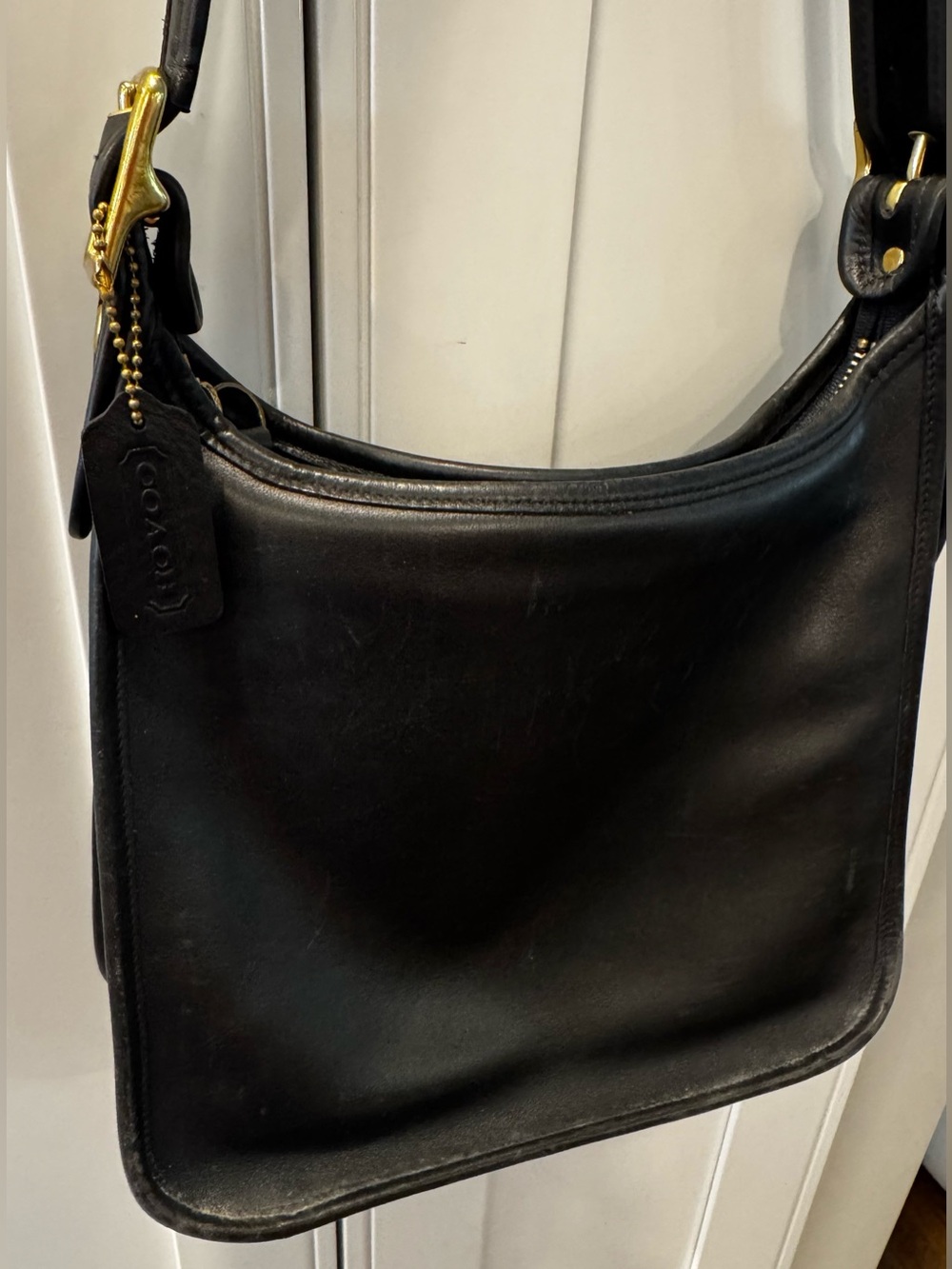 Vintage COACH Classic Janice Legacy BLACK Leather Shoulder Bag #9966